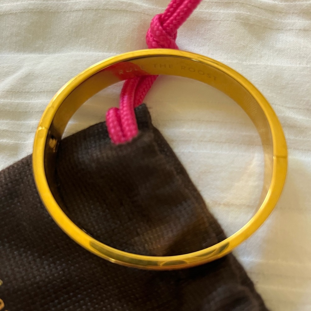 Kate Spade,white and Black Striped enamel, gold Bangle - Picture 4 of 5